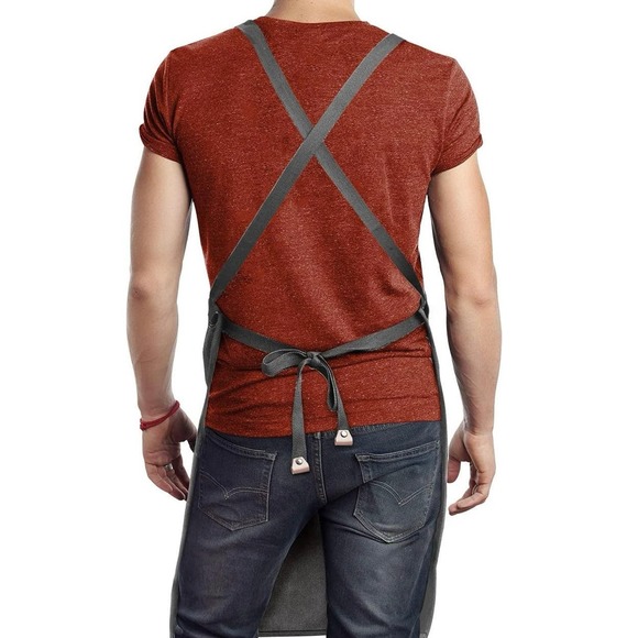 NWT “Christopher” Chef Apron Water drop Resistant Canvas Cross Back Adjustable - Picture 6 of 10